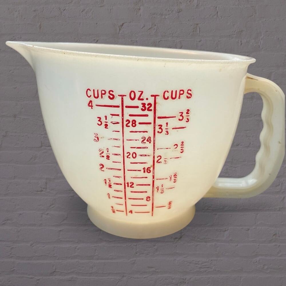 Tupperware Mix N Store Measuring Pitcher 4 Cups 32 oz 1 Liter 1288 Blue Red VTG